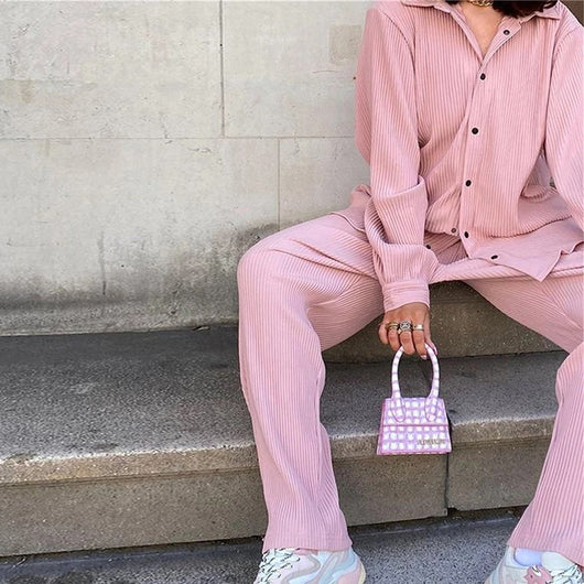 Traje Ejecutivo con Pantalón Ancho - Camisa de Solapa y Elegancia Diaria - Image 4