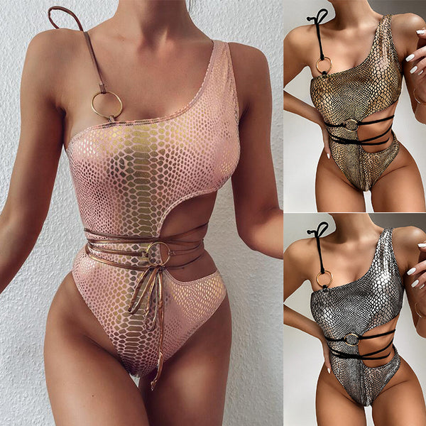 Bikini Asimétrico con Detalle Serpiente