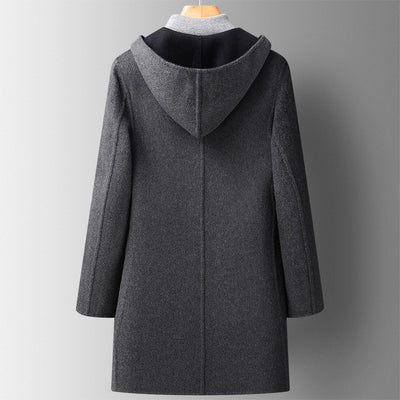 Abrigo de Lana Reversible con Capucha para Hombre - Largo Medio - Image 15