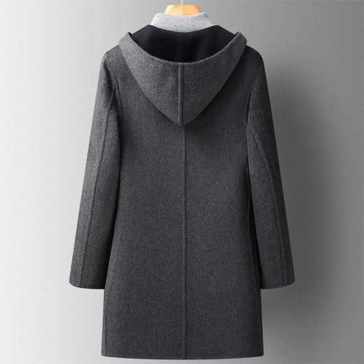 Abrigo de Lana Reversible con Capucha para Hombre - Largo Medio - Image 15