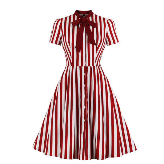 Vestido Vintage a Rayas con Botones