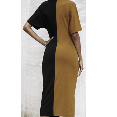 Vestido Elegante Escote V Manga Corta con Aberturas - Image 2