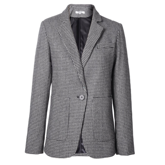 Blazer Otoñal Cuadrícula Pata de Gallo - Traje Elegante de Botón Único - Image 5