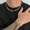 Collar Conjunto de Cruz y Estrella con Piedras de Gema Coloridas para Hombre
