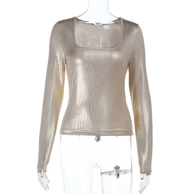 Blusa Larga Ajustada con Cuello Cuadrado y Efecto Bronceado para Mujer - Image 13