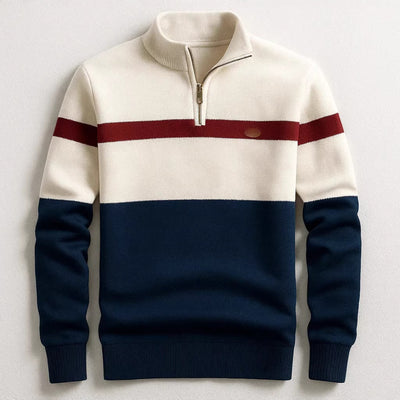 Suéter Pullover Ejecutivo con Cuello Alto y Cierre de Media Cremallera