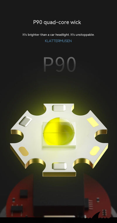 Linterna LED Recargable P90 Impermeable con Pantalla Digital - Potente Luz para Camping y Rescate - Image 12