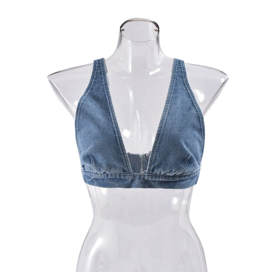 Top Denim Lavado Sexy con Cierre Posterior - Image 6