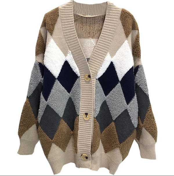 Cardigan de Punto Coreano Holgado Estilo Relajado - Abrigo Grueso