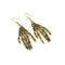 Halloween Vintage Carved Skull Skeleton Hands Earrings Dorado