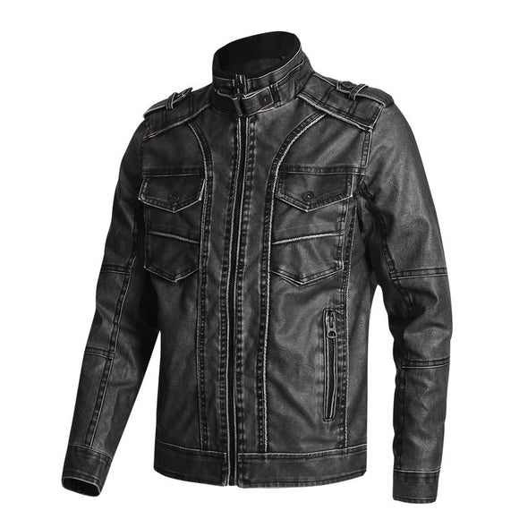 Men's Thick PU Leather Coat - Modern Casual Style