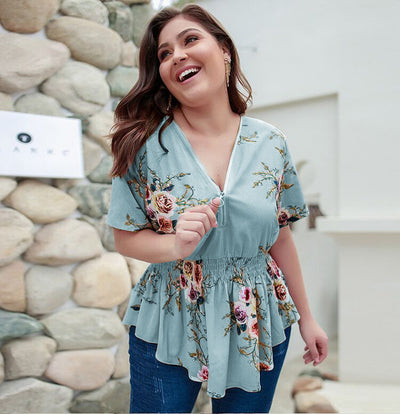 Blusa Estampada Escote V Talla Grande - Image 4