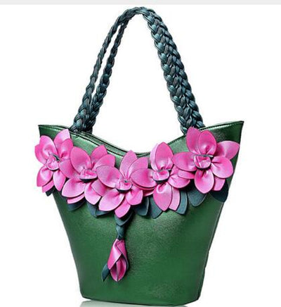 Bolsa Tote de Cuero BIRDS Diseñador con Flores - Cartera Vintage Composite para Mujer - Image 6