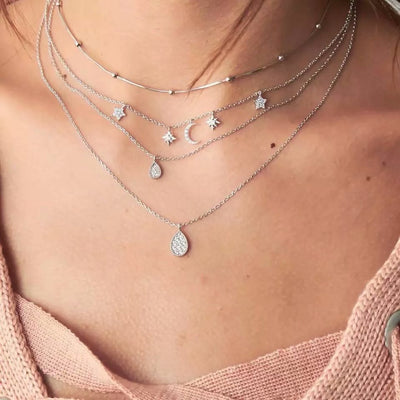 Collar Multicapa Retro con Dije de Gota de Amor
