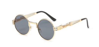 Gafas de Sol Redondas Steampunk Doradas con Cristales Espejados - Estilo Retro Vintage Unisex - Image 14