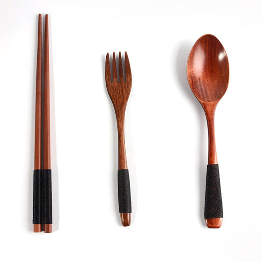 Juego de 4 Cucharas y Palillos de Madera Japonesa para Mesa - Image 4