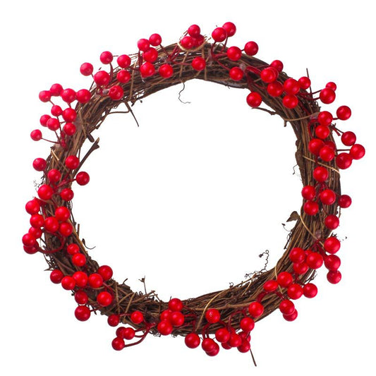 Corona Decorativa de Frutos Rojos Simulados