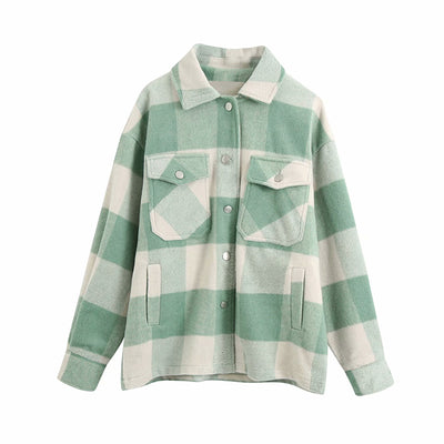 Chaqueta Camisa Cuadros para Mujer - Casual y Versátil - Image 11