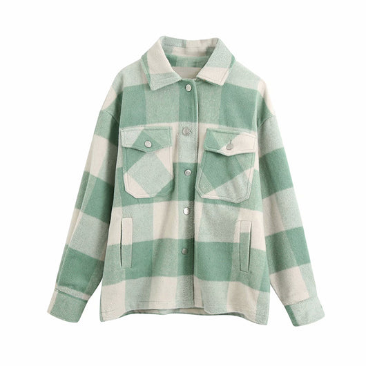 Chaqueta Camisa Cuadros para Mujer - Casual y Versátil - Image 11