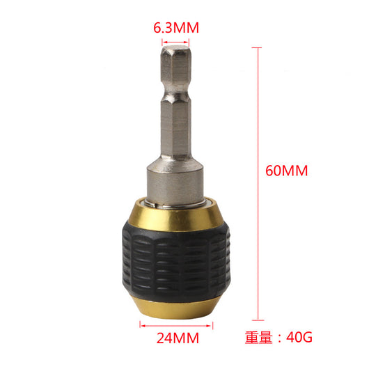60mm quick-change hexagon handle joint with black rubber grip and gold-colored metal for power tools. - Image 11