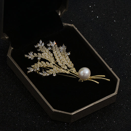 Broche de Diseño Exclusivo con Perla y Circón para Mujer - Image 4