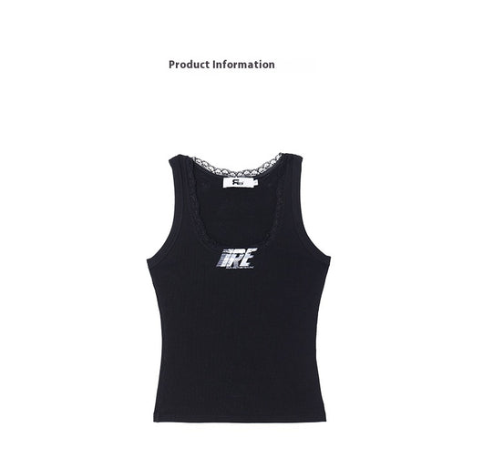 Camisola Negra de Encaje con Cuello U - Top Slim Ajustado para Mujer - Image 8
