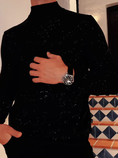 Blusa Elegante para Hombre con Lentejuelas de Manga Larga - Image 5