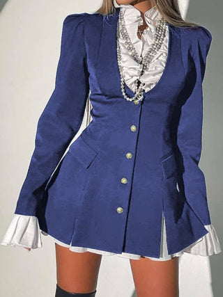 Vestido Camisa A-Line con Botones de Patchwork en Colores Sólidos - Image 8