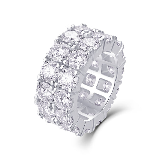 Juego de Anillos de Boda Moissanita Premium - Plata S925 Chapada en Platino con Certificación de Diamante