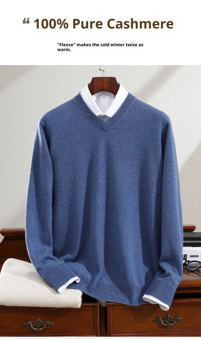 Suéter de Cashmira Puro para Hombre - Cuello V Manga Larga - Image 13