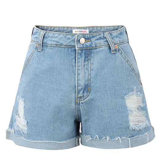 Shorts de Mezclilla Talle Alto con Efecto Desgastado - Image 4