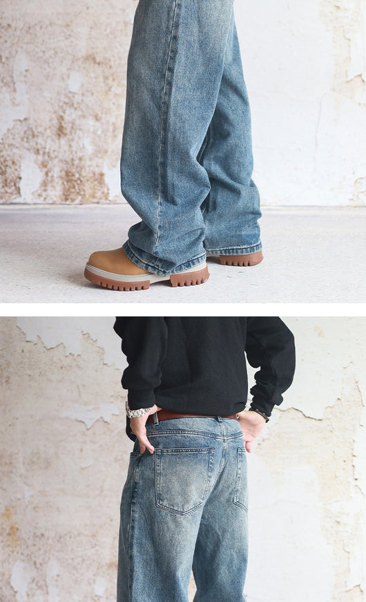 Jeans Rectos Khaki con Lavado Vintage para Hombre - Image 10
