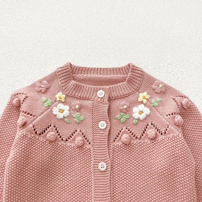 Conjunto Tejido a Mano para Recién Nacido - Cardigan y Mameluco con Flor - Image 32