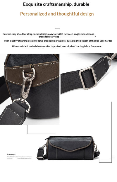 Bolsa Crossbody de Cuero Curtido al Vegetal para Hombre - Estilo Vintage - Image 9