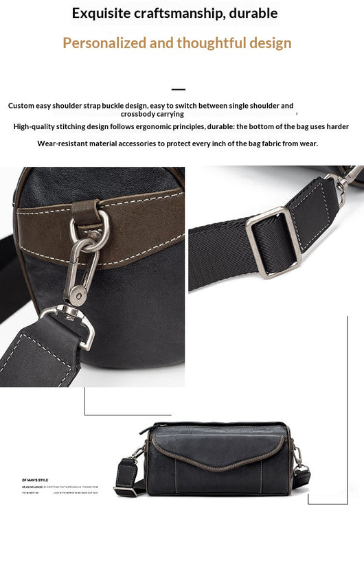 Bolsa Crossbody de Cuero Curtido al Vegetal para Hombre - Estilo Vintage - Image 9