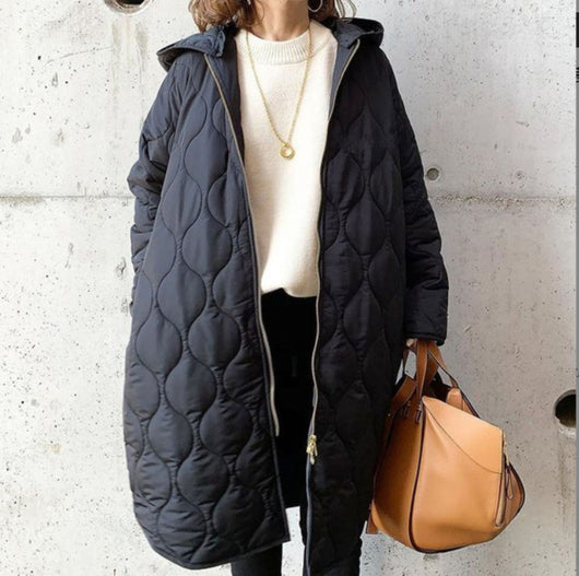 Abrigo Acolchado Mujer Invierno con Diseño Rombo y Capucha - Image 15
