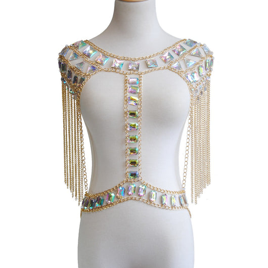 Cadena para Mochila con Gemas de Acrílico Dorado y Brillo - Image 7