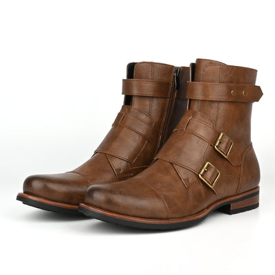Botas Denim Minimalistas para Hombre con Cierre Lateral y Hebilla Metálica - Image 9