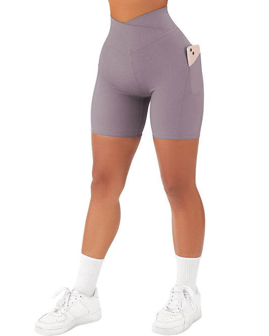 Shorts Deportivos Cruzados para Mujer con Bolsillos y Cinturón - Image 2