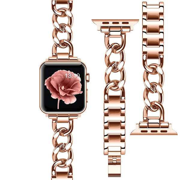 Correa de Reloj de Cadena Denim con Metal de Una Sola Fila