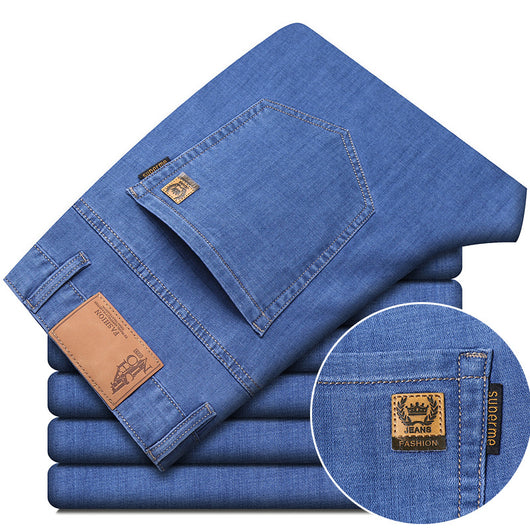 Pantalones Denim Hombre Primavera Verano Corte Recto Suelto Estilo Ejecutivo - Image 4