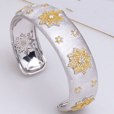 Pulsera Copo de Nieve Dividido en Plata 925 con Baño de Oro