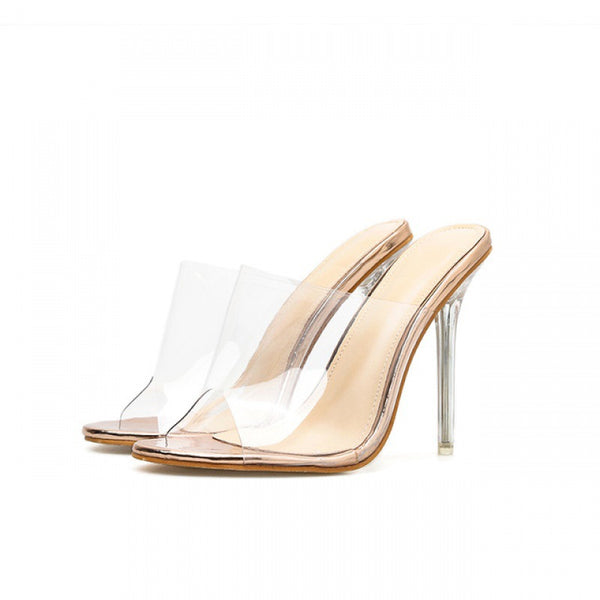 Sandalias de Tacón Cristal Transparente para Mujer - Diseño Elegante y Sensual