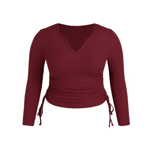 Top Corto Ajustado Cuello V con Cordón para Mujer - Image 5