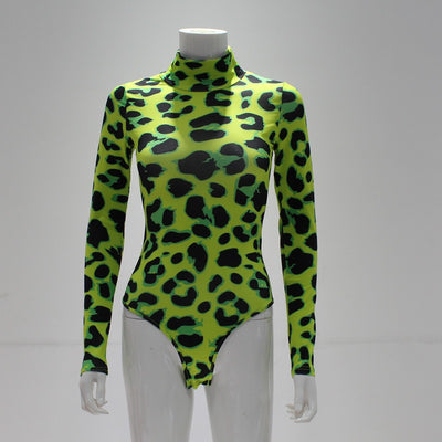 Jumpsuit Slim Fit Cuello Alto Leopardo Verde - Manga Larga Elegante - Image 6