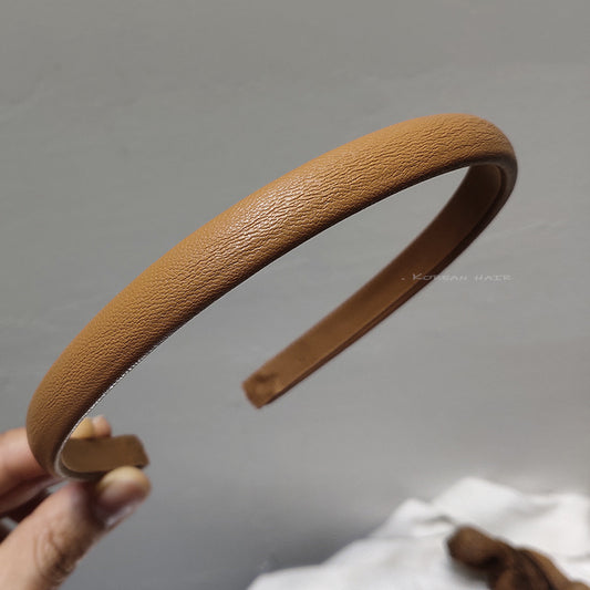 Cinta para el Cabello de Cuero Texturizado Color Sólido Estilo Retro Vintage