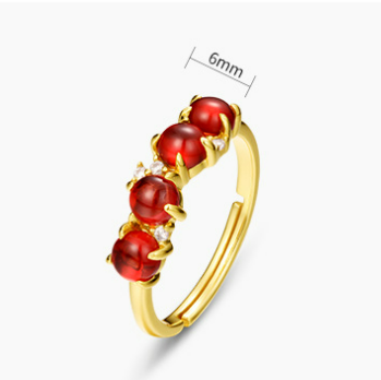 Anillo de Granate Rojo Moissan Geométrico en Plata - Image 6