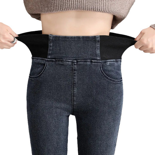 Jeans Skinny de Cintura Alta con Forro Polar Cálido y Cintura Elástica - Image 5