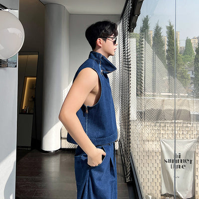 Chaleco Denim con Cuello Parado - Conjunto Perfil Jeans - Image 9