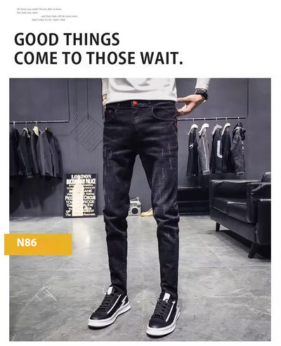 Jeans Negros Slim Fit Elásticos Ajustados para Hombre - Image 12